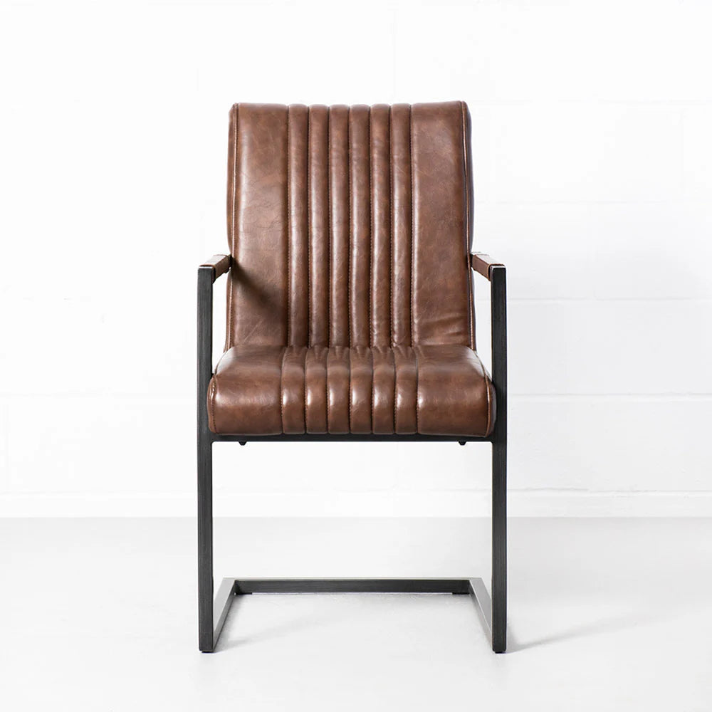 CALEB - Brown Vintage Leather Industrial Armchair - Image 6