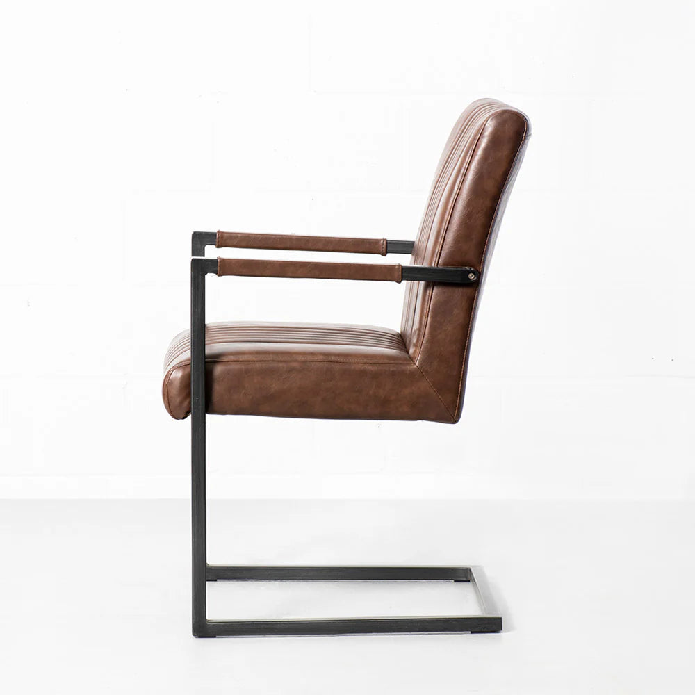 CALEB - Brown Vintage Leather Industrial Armchair - Image 8