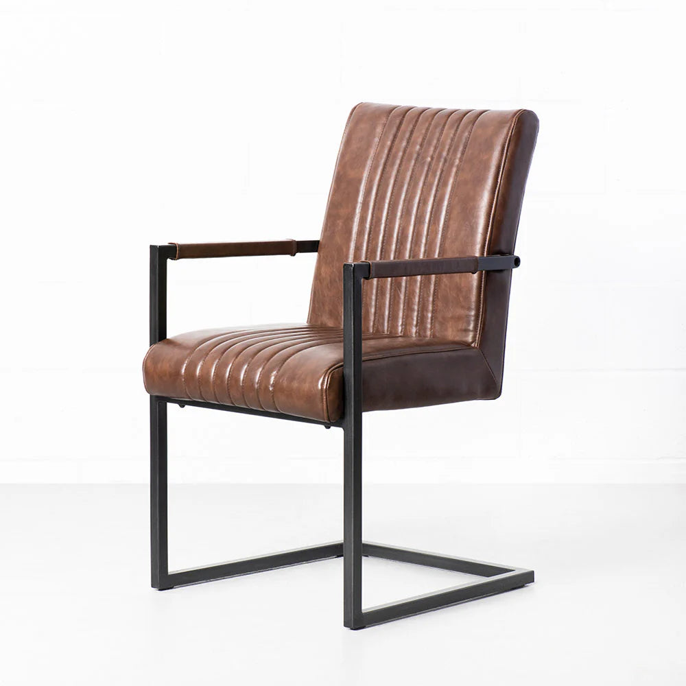CALEB - Brown Vintage Leather Industrial Armchair - Image 5