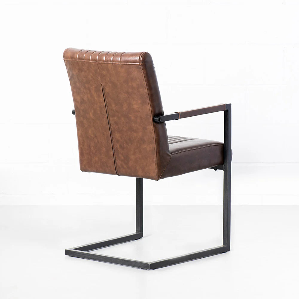 CALEB - Brown Vintage Leather Industrial Armchair - Image 7