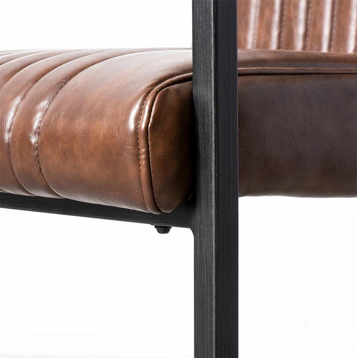CALEB - Brown Vintage Leather Industrial Armchair - Image 4