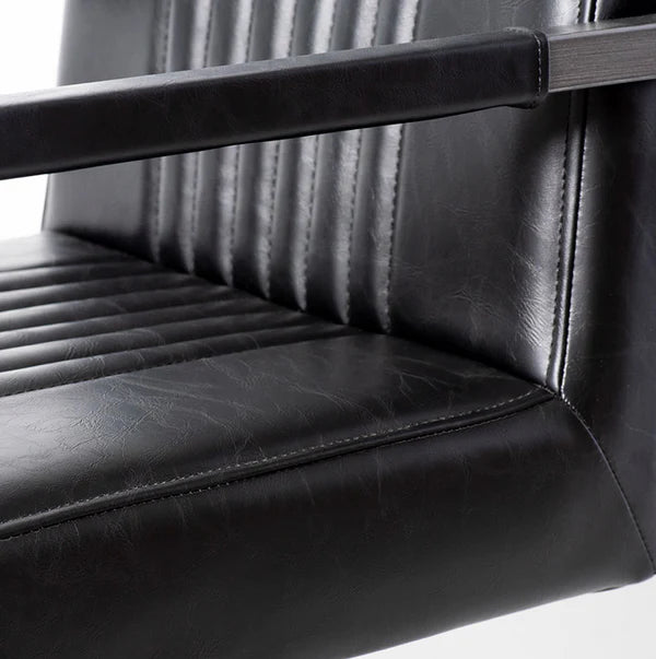 CALEB - Vintage Black Leather Arm Chair - Image 3