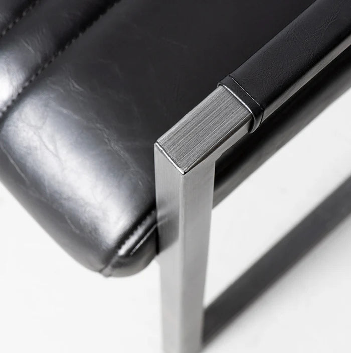 CALEB - Vintage Black Leather Arm Chair - Image 6