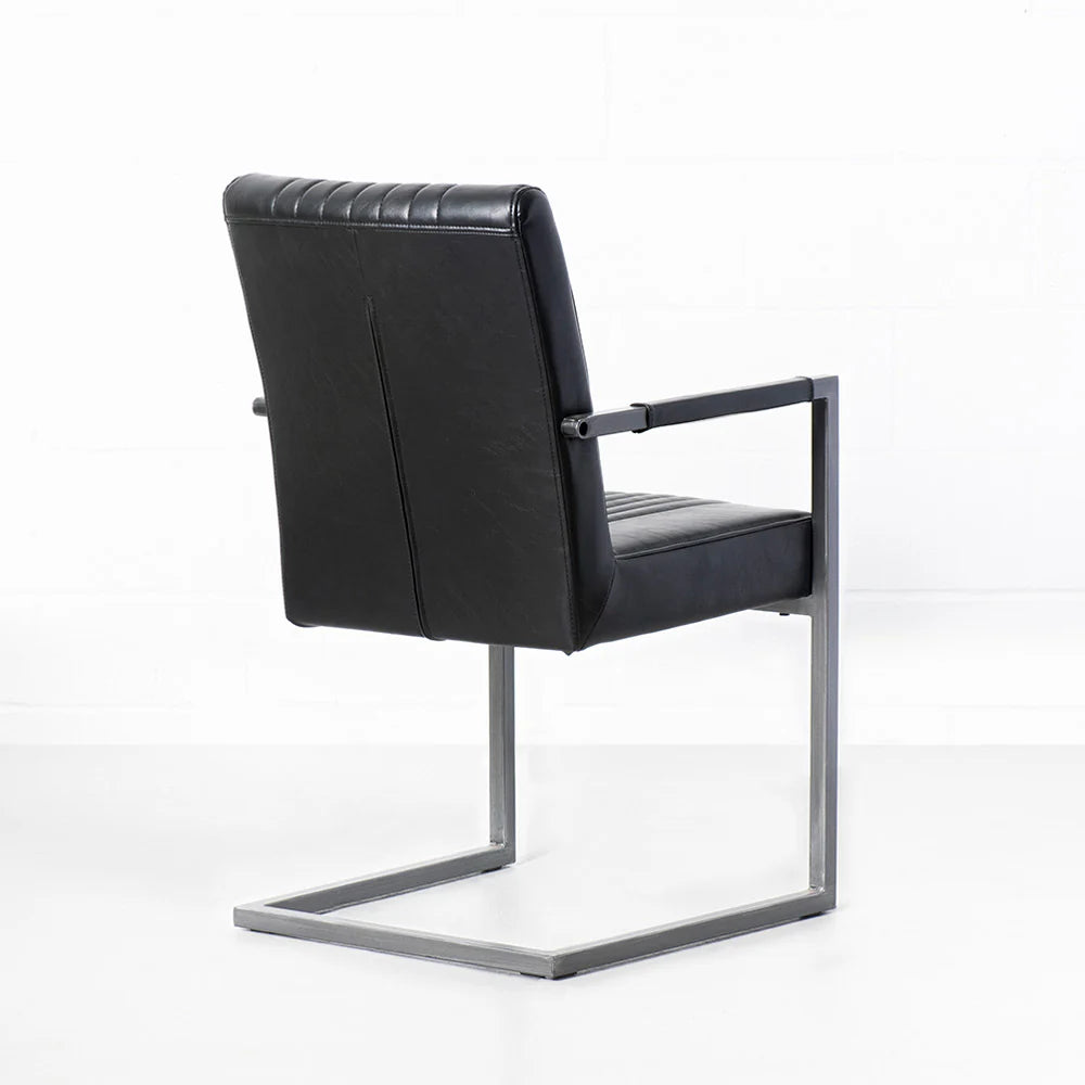 CALEB - Vintage Black Leather Arm Chair - Image 8