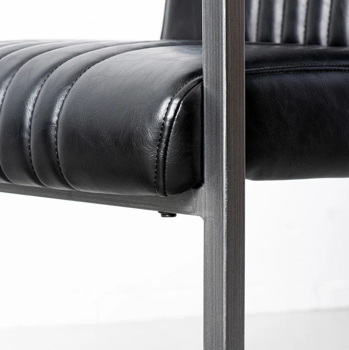 CALEB - Vintage Black Leather Arm Chair - Image 2