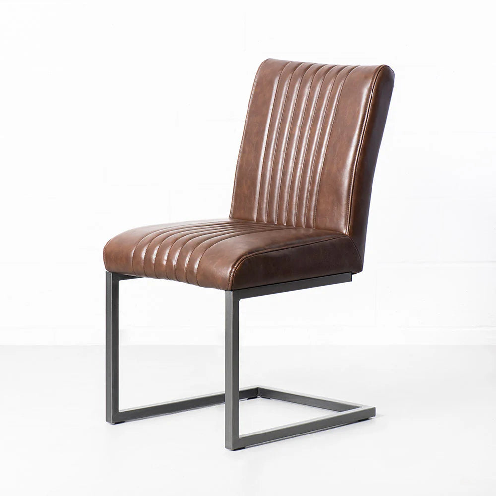 CAL - Brown Vintage Leather Industrial Chair - Image 2