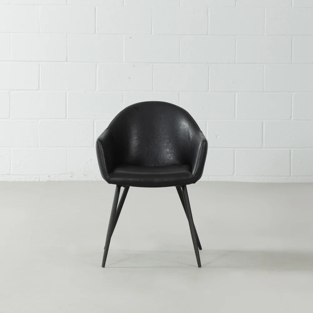 MILAN - Black Vintage Leather Armchair - Image 4