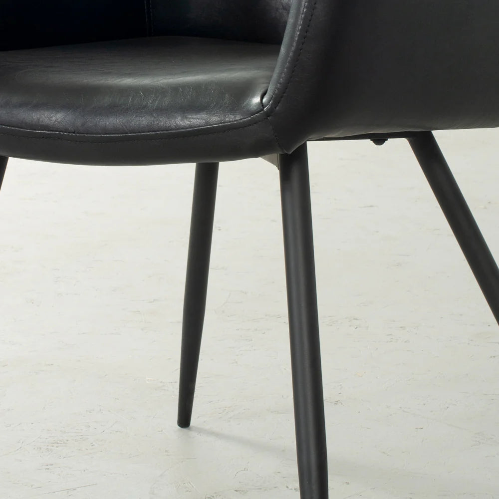 MILAN - Black Vintage Leather Armchair - Image 2