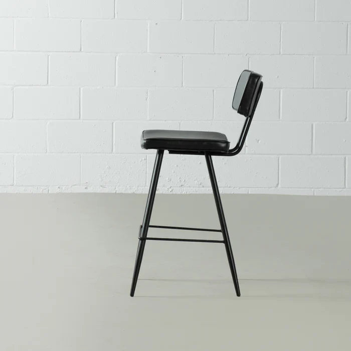 BLAKE - Black Leather Counter Stool - Image 4