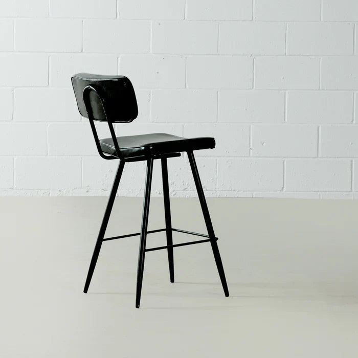 BLAKE - Black Leather Counter Stool - Image 2