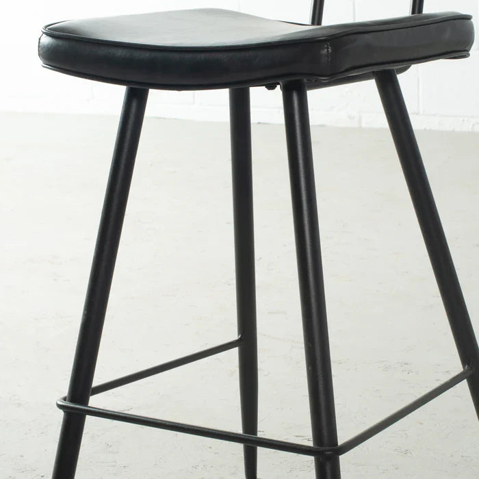 BLAKE - Black Leather Counter Stool - Image 3