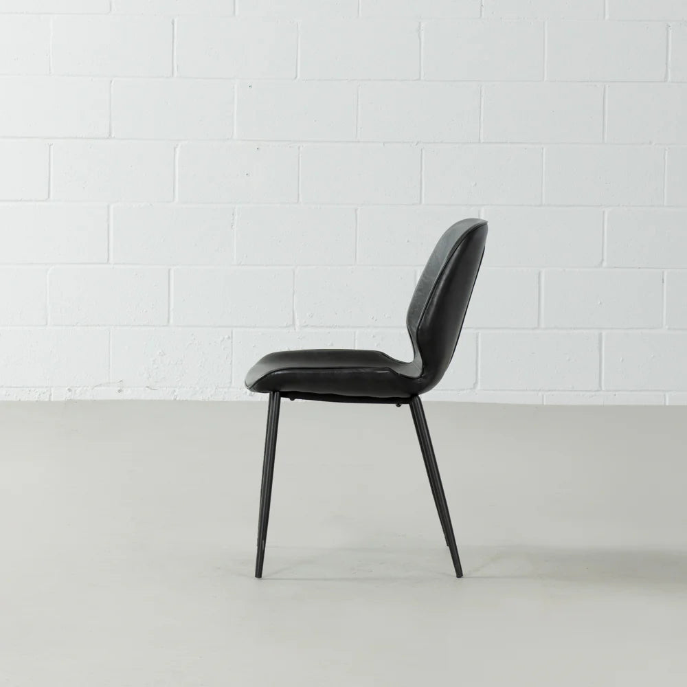MONROE - Black Leather Dining Chair - Image 4