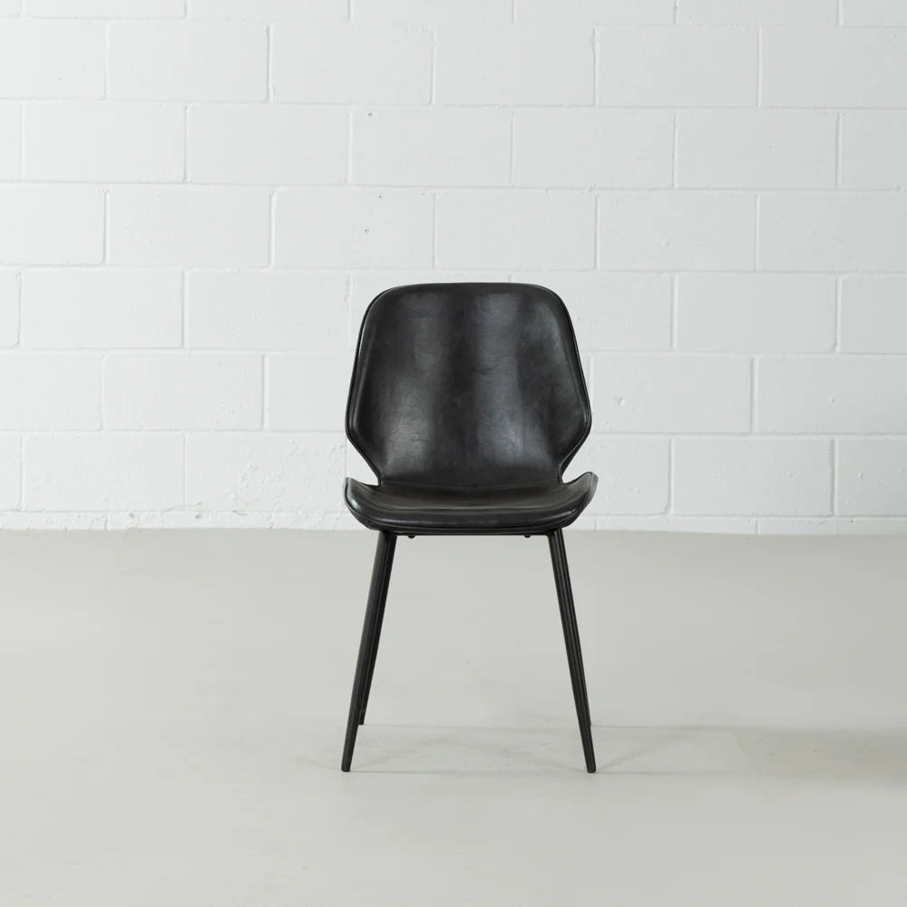 MONROE - Black Leather Dining Chair - Image 5
