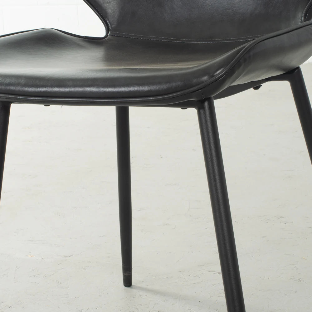 MONROE - Black Leather Dining Chair - Image 2