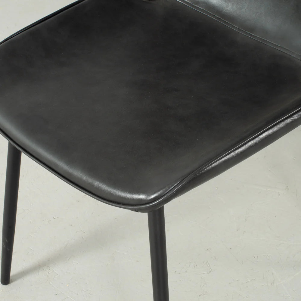 MONROE - Black Leather Dining Chair - Image 3