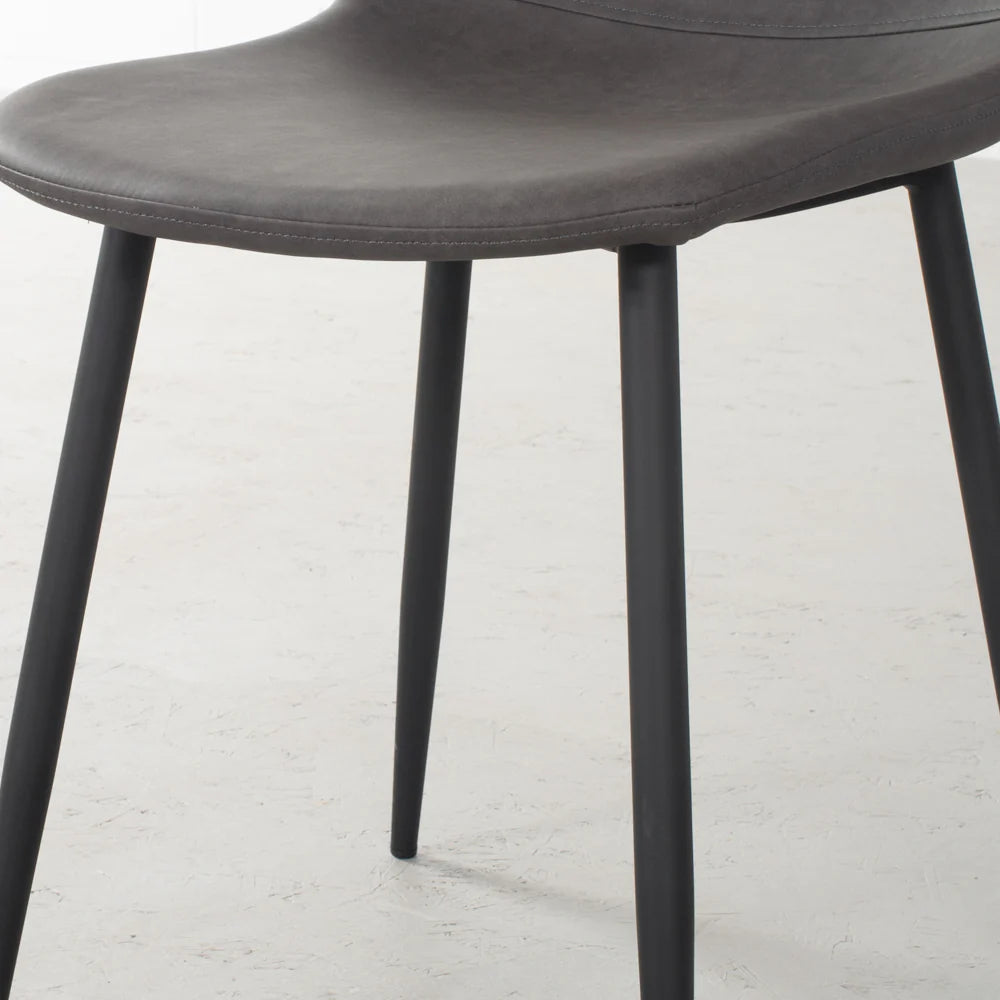 MILAN - Dark Grey Leather Dining Chair - Image 3