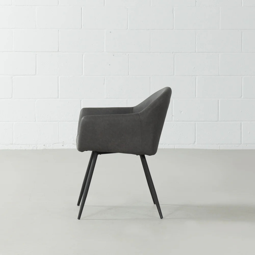 MILAN - Dark Grey Leather Armchair - Image 4