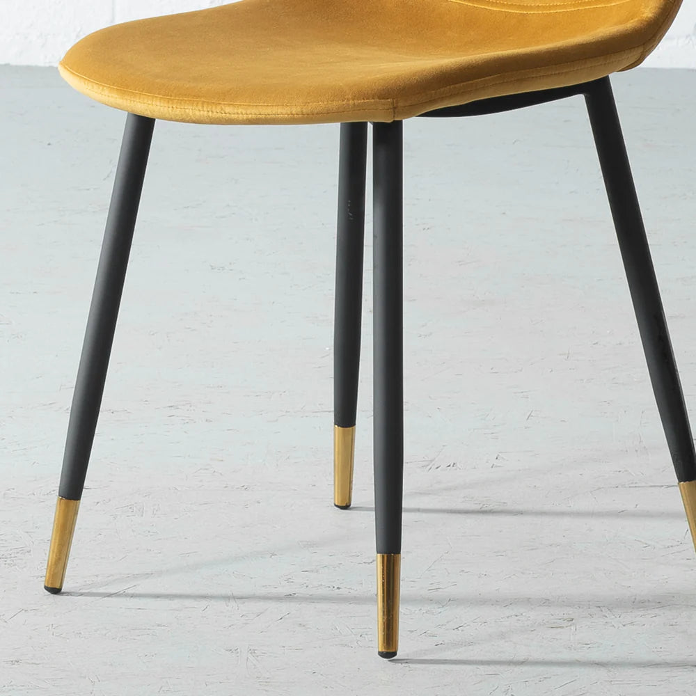 MILAN - Yellow Velvet Dining Chair - Image 4