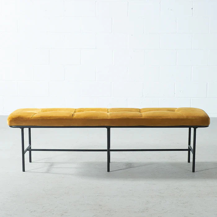 MILAN - Yellow Velvet Bench - Image 2