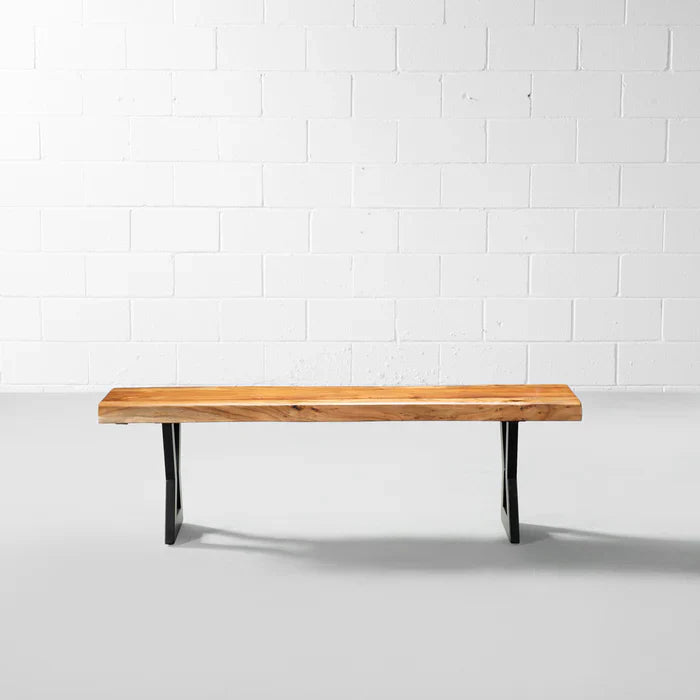TIME - Acacia Live Edge Bench Hourglass Black - Image 2
