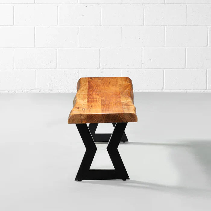 TIME - Acacia Live Edge Bench Hourglass Black - Image 5
