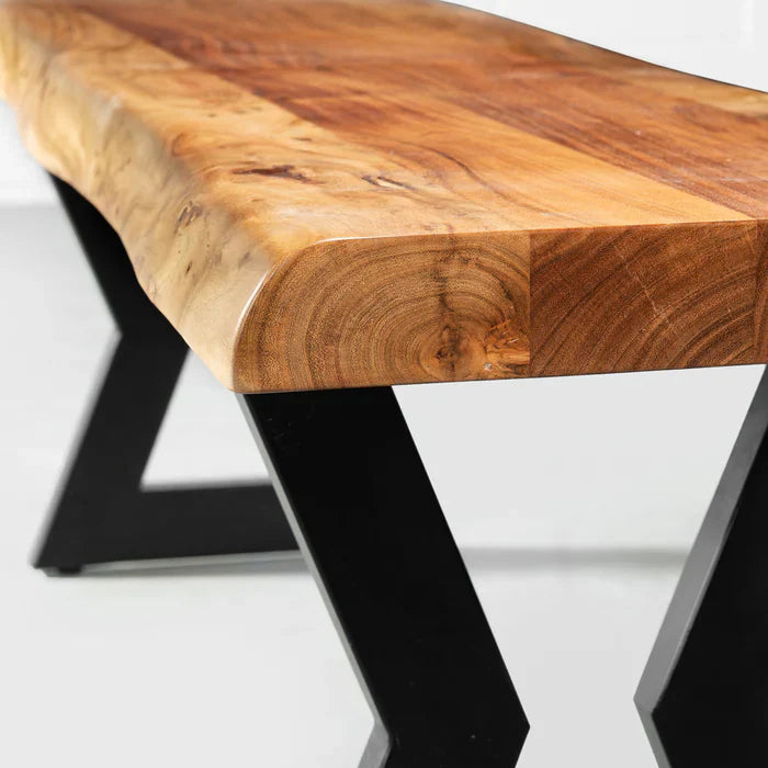 TIME - Acacia Live Edge Bench Hourglass Black - Image 4