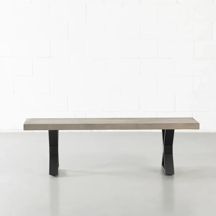 VERONA - Grey Concrete Bench with X Black Legs - Image 4