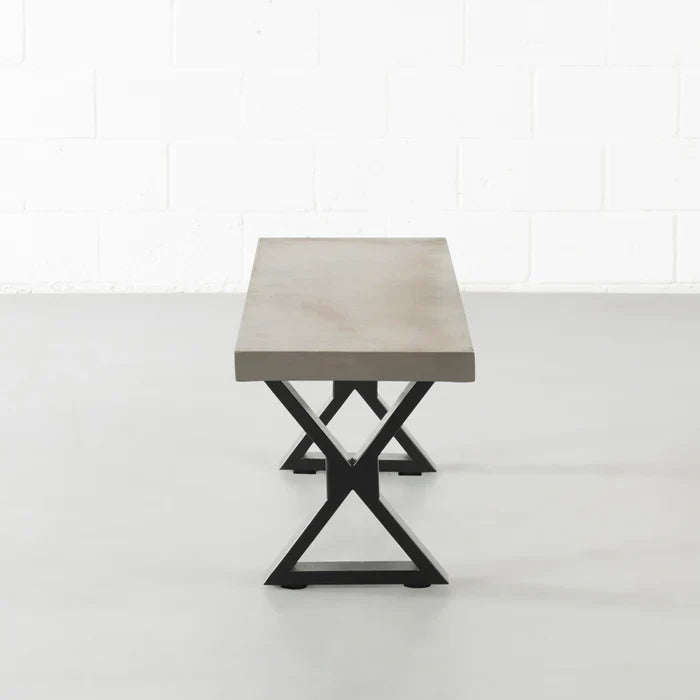 VERONA - Grey Concrete Bench with X Black Legs - Image 3