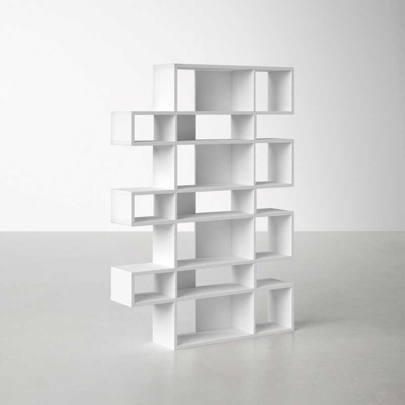 Matte White Kamari Geometric Bookcase - Image 3