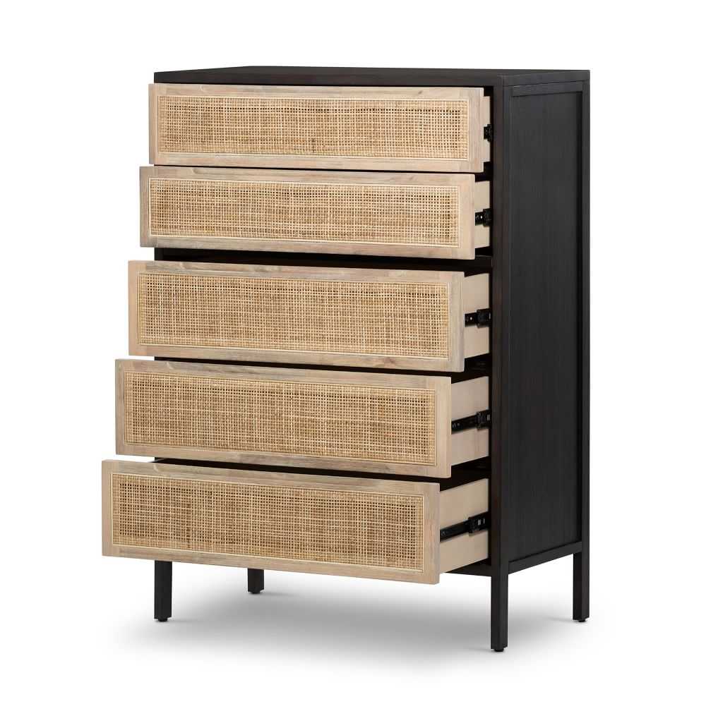 Black Diego Rattan 5-Drawer Dresser - Image 2