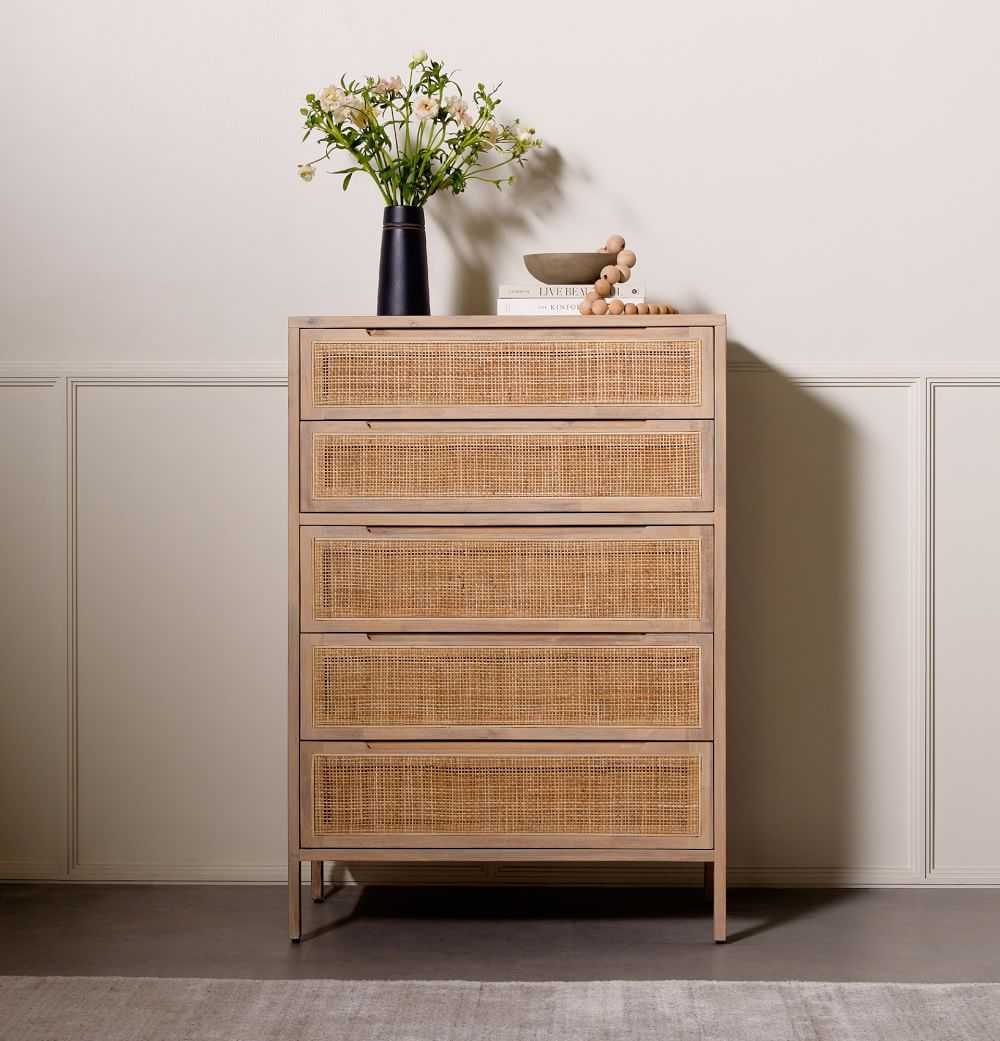 Natural Diego Rattan 5-Drawer Dresser - Image 4
