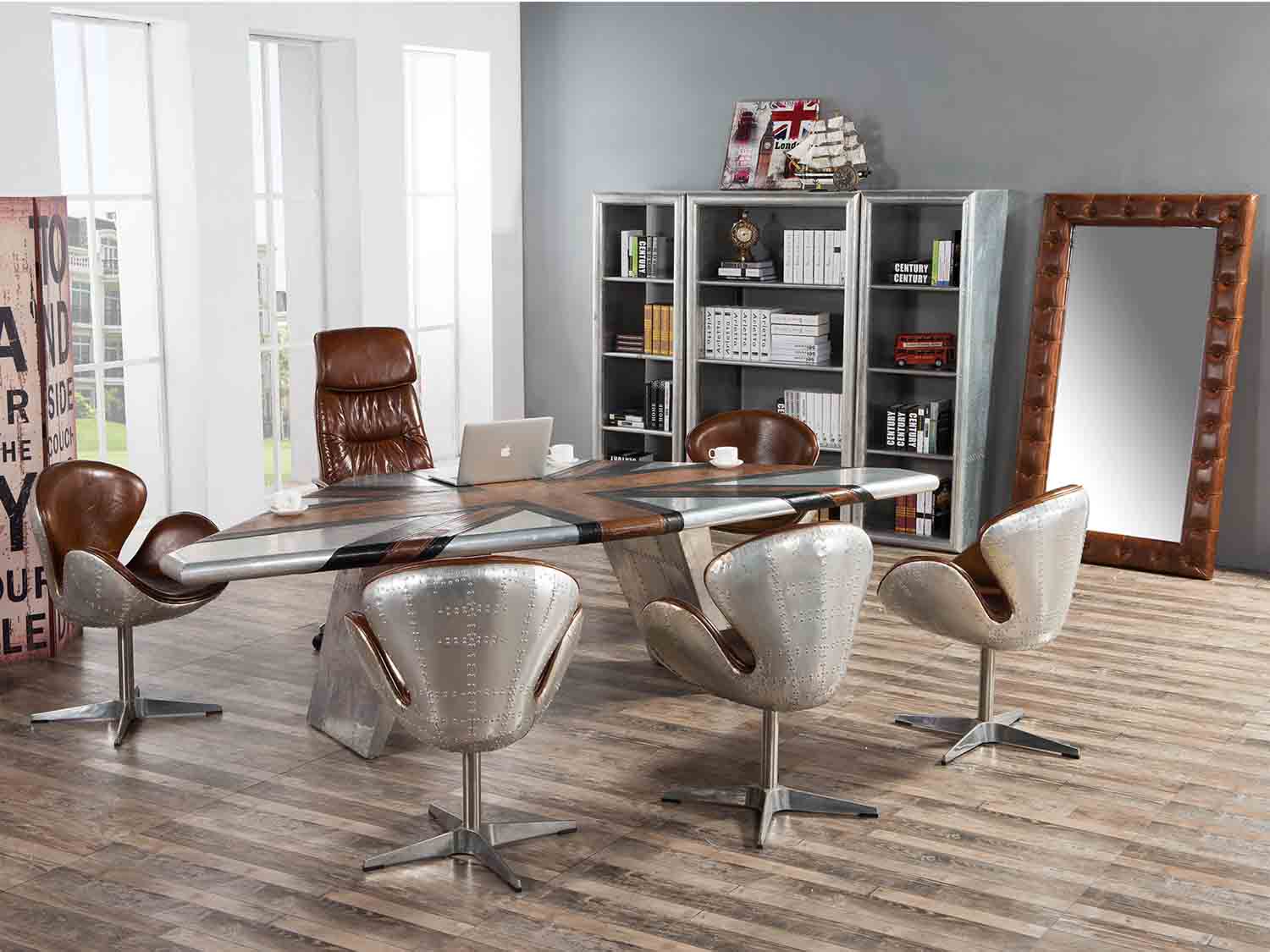 Vintage Leather Aviator Swan Chair - Image 2