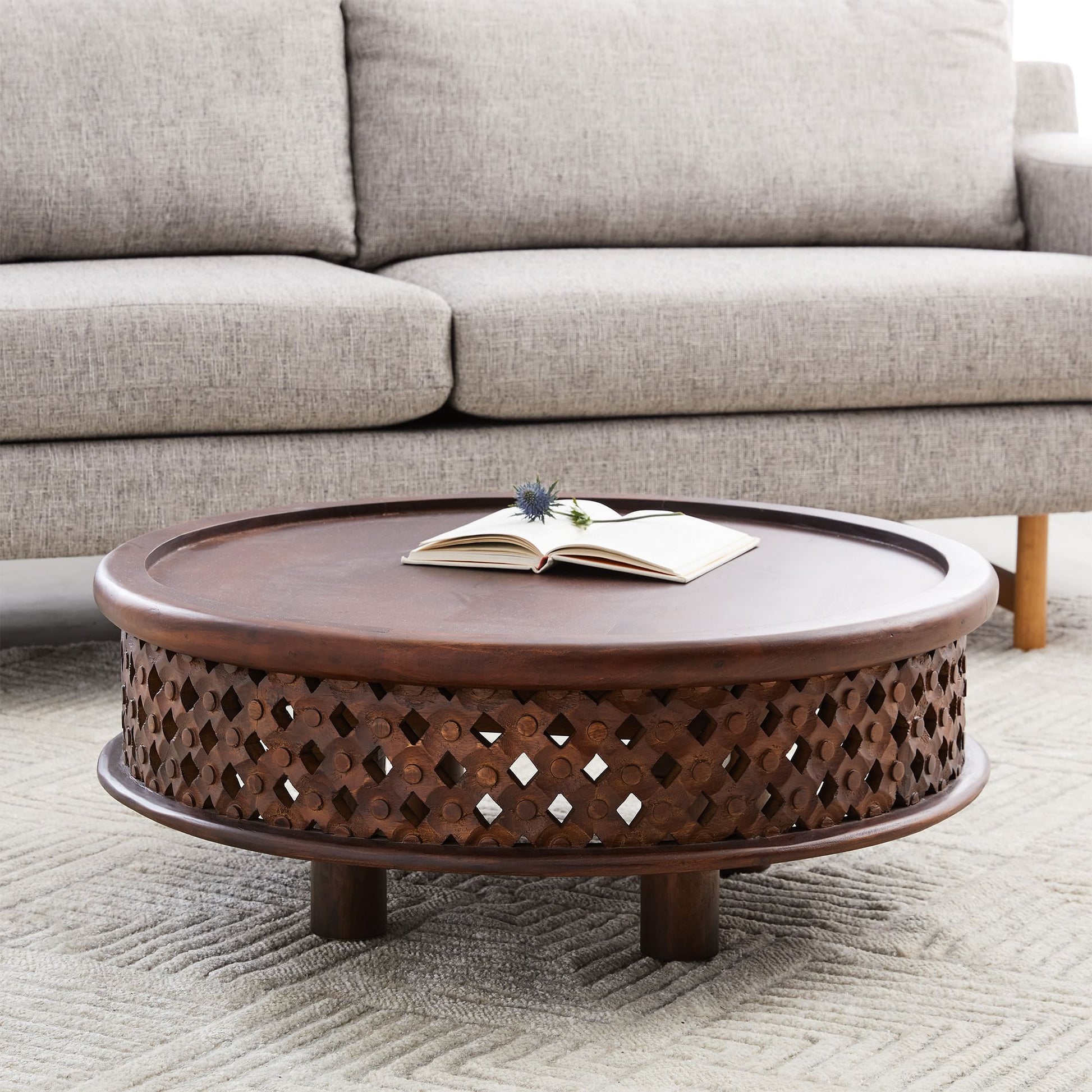 Chandler Carved Wood Coffee Table - Image 2
