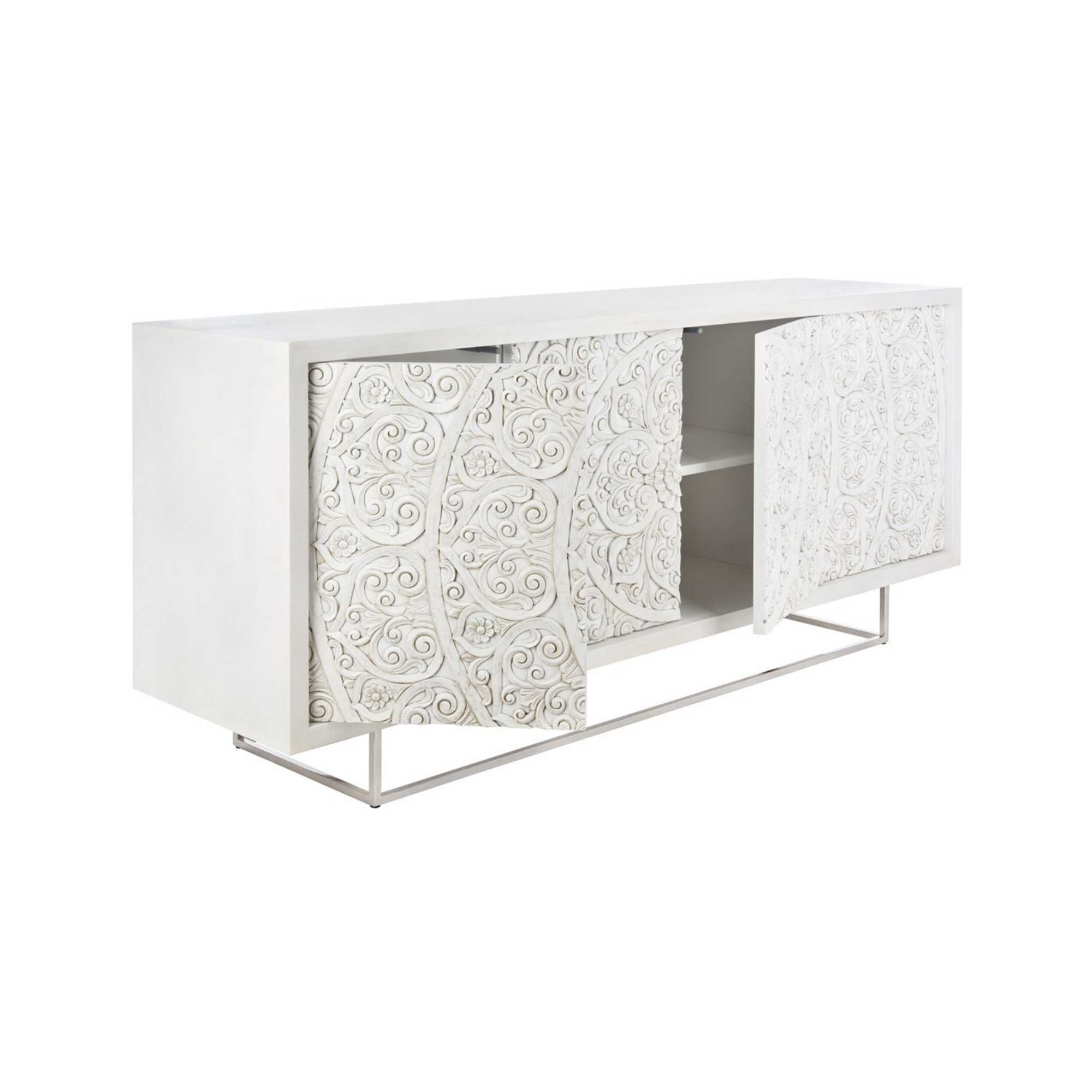 White Hand Carved Sideboard - Image 2