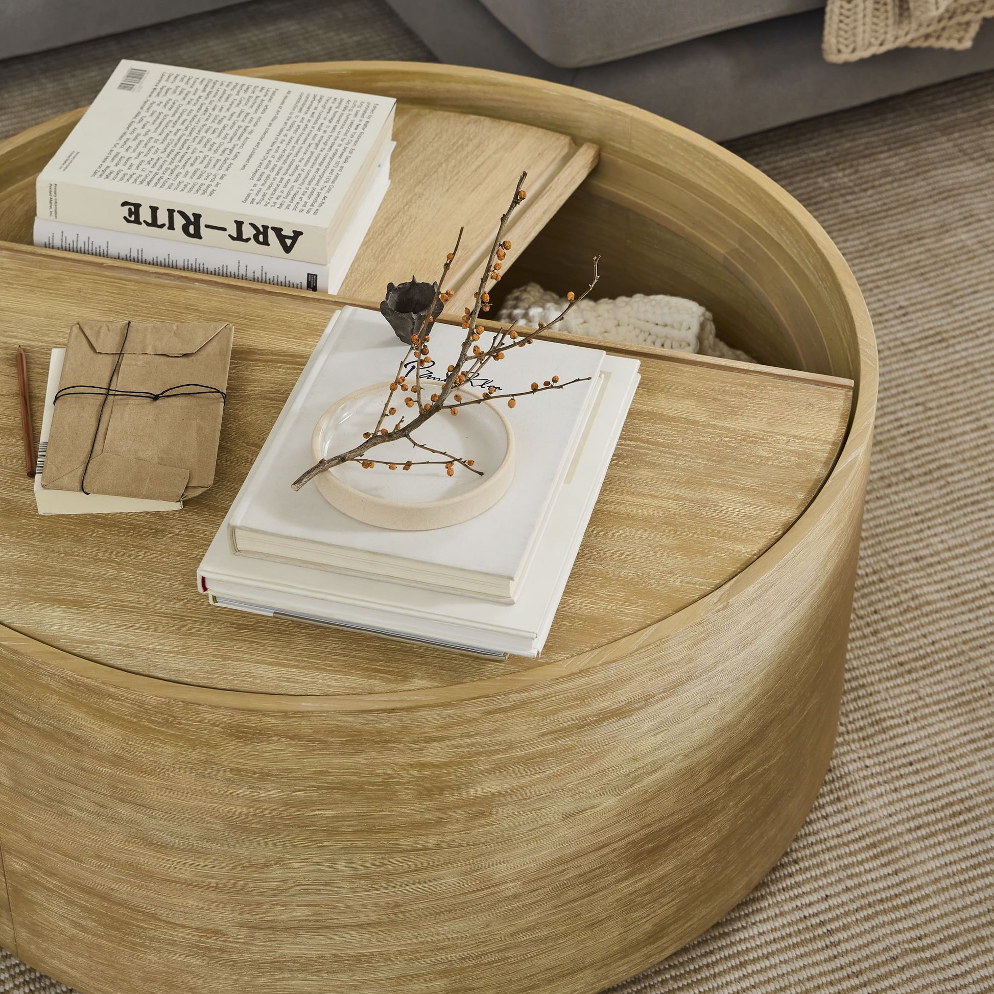 Amos Round Storage Drum Coffee Table - Image 9